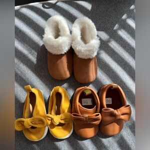 Brown and Yellow Kids Shoes Set